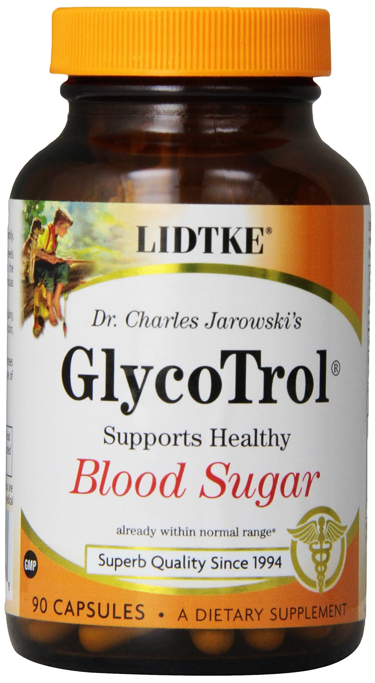 Bottle of Lidtke Glycotrol capsules with label