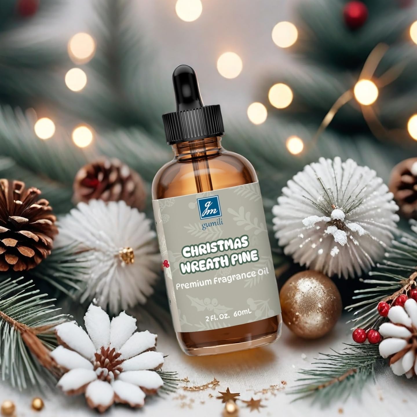 Diffuser bottle of Christmas Wreath Pine fragrance oil