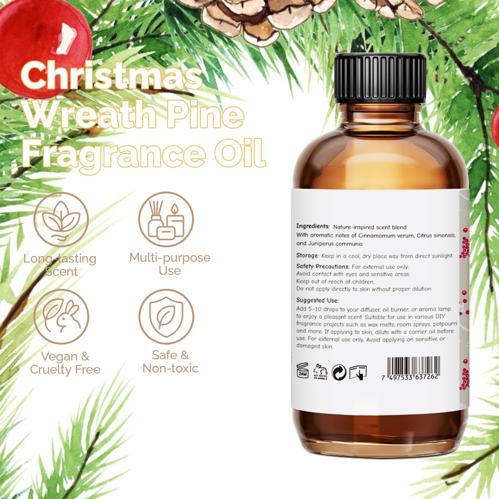 GM Gumili Christmas Wreath Pine Fragrance Oil 2oz packaging box