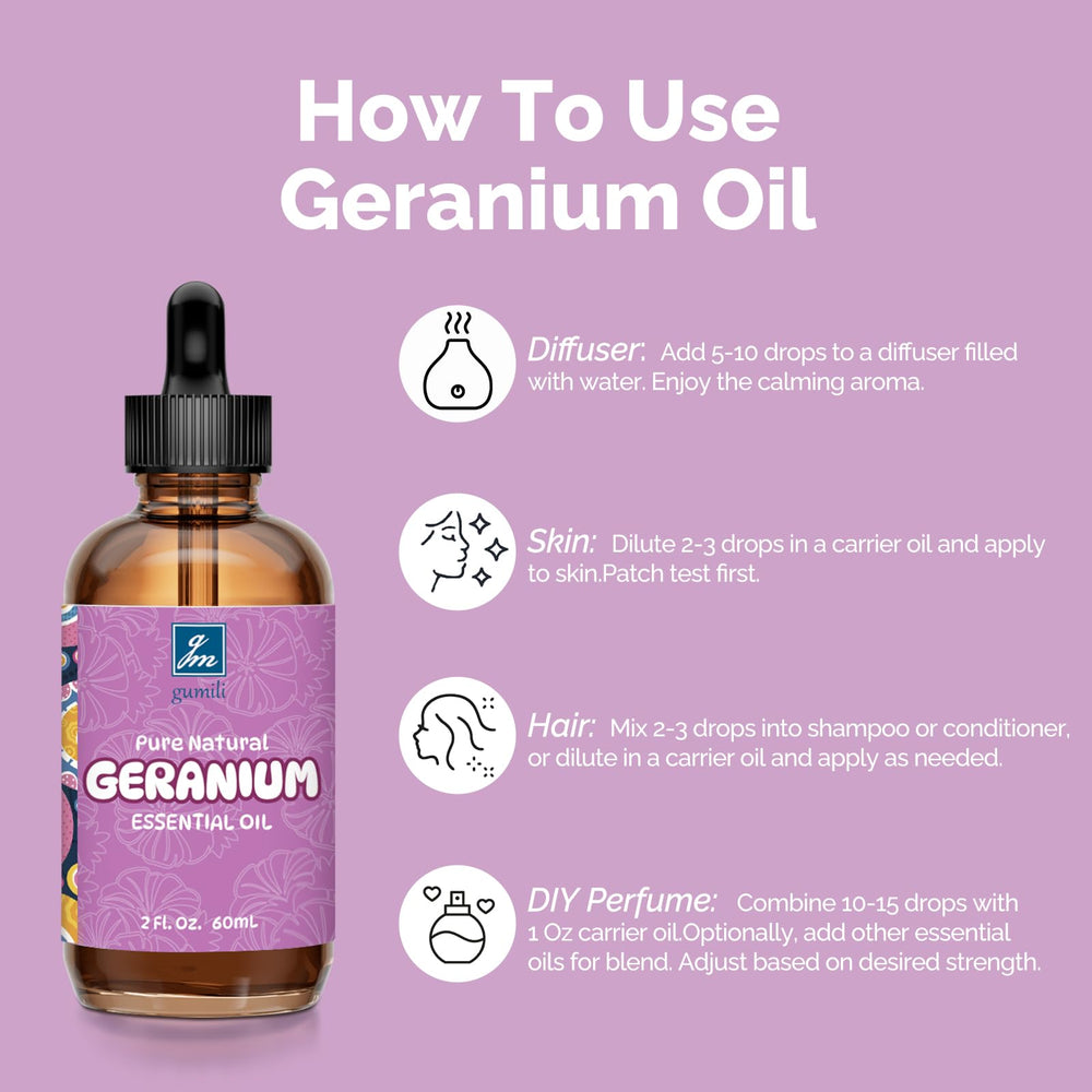 GM Gumili Geranium oil dropper detail for precise use