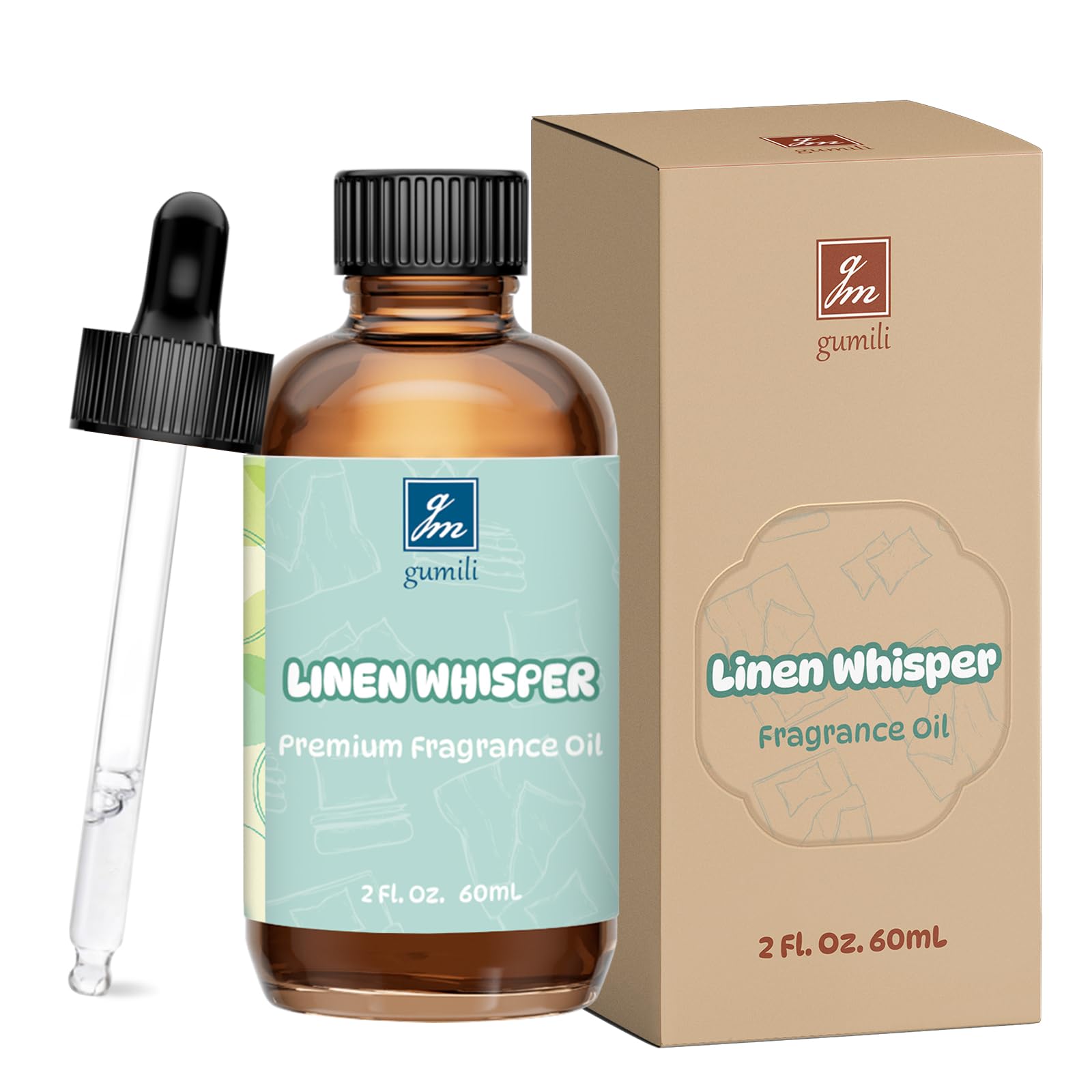 GM Gumili Linen Whisper Fragrance Oil 2oz bottle with fresh linen label