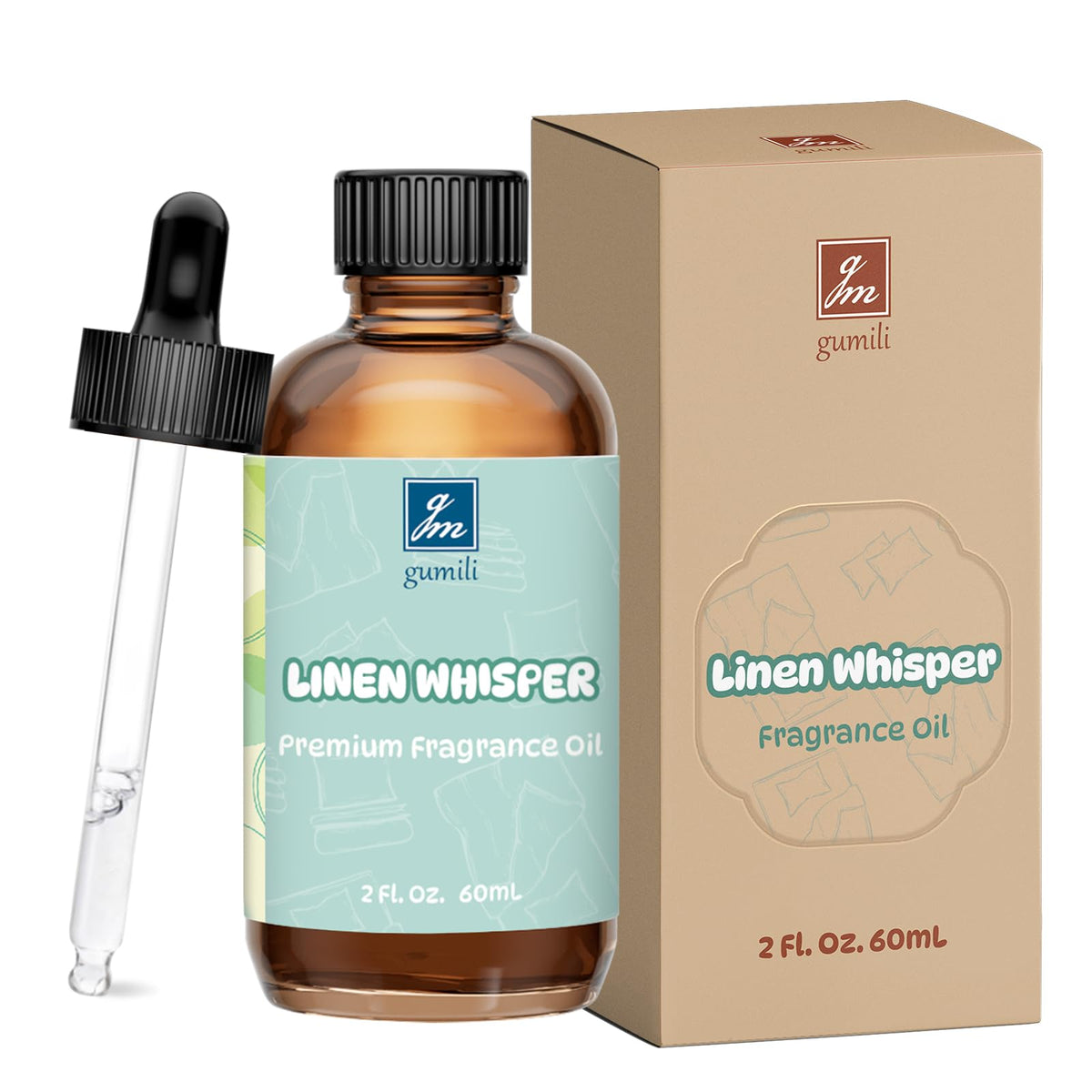 GM Gumili Linen Whisper Fragrance Oil 2oz bottle with fresh linen label