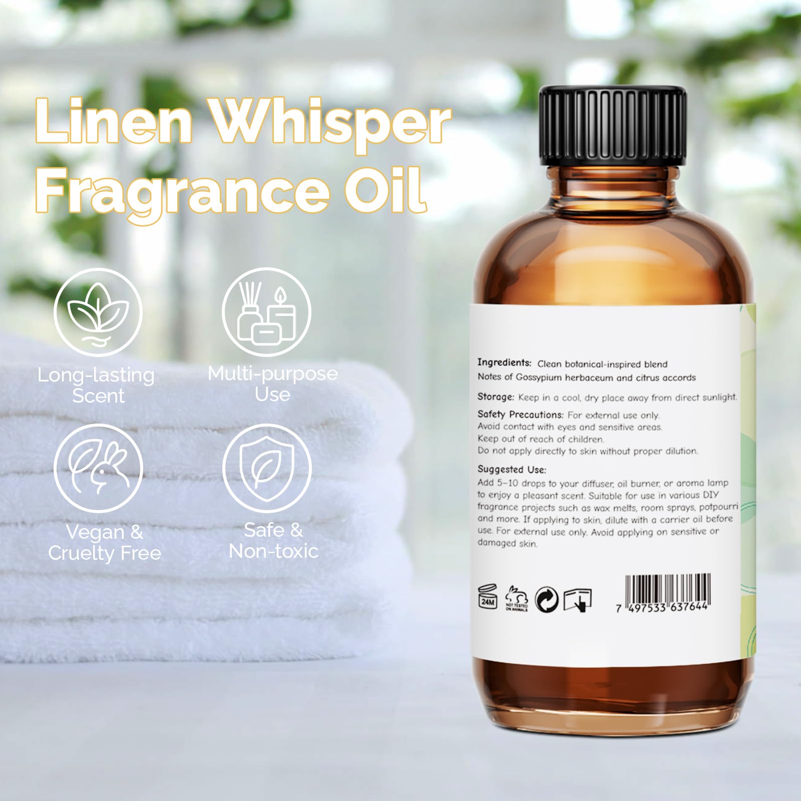 Glass dropper included with Linen Whisper fragrance oil bottle