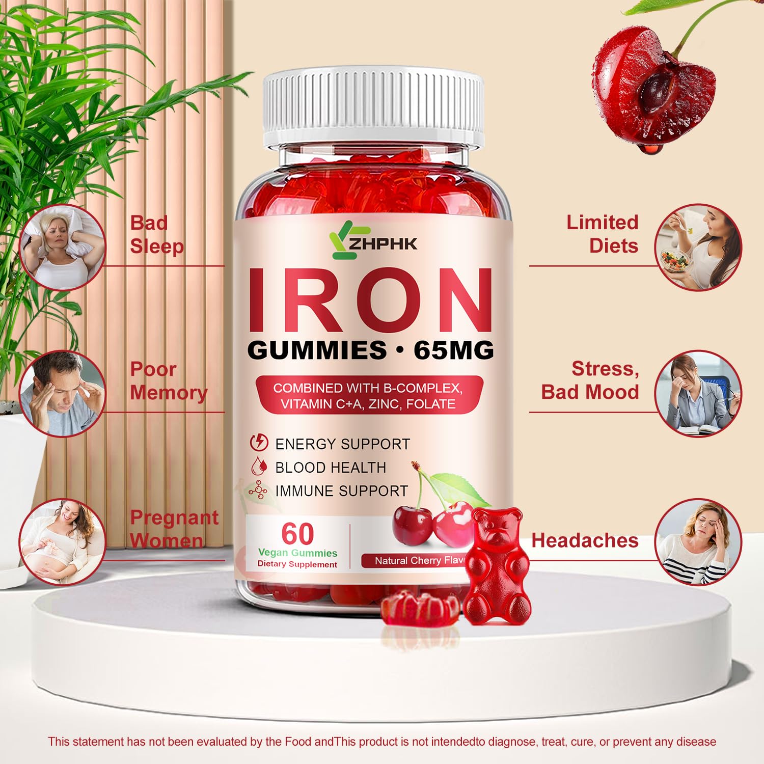 GMP-certified facility label for iron gummies