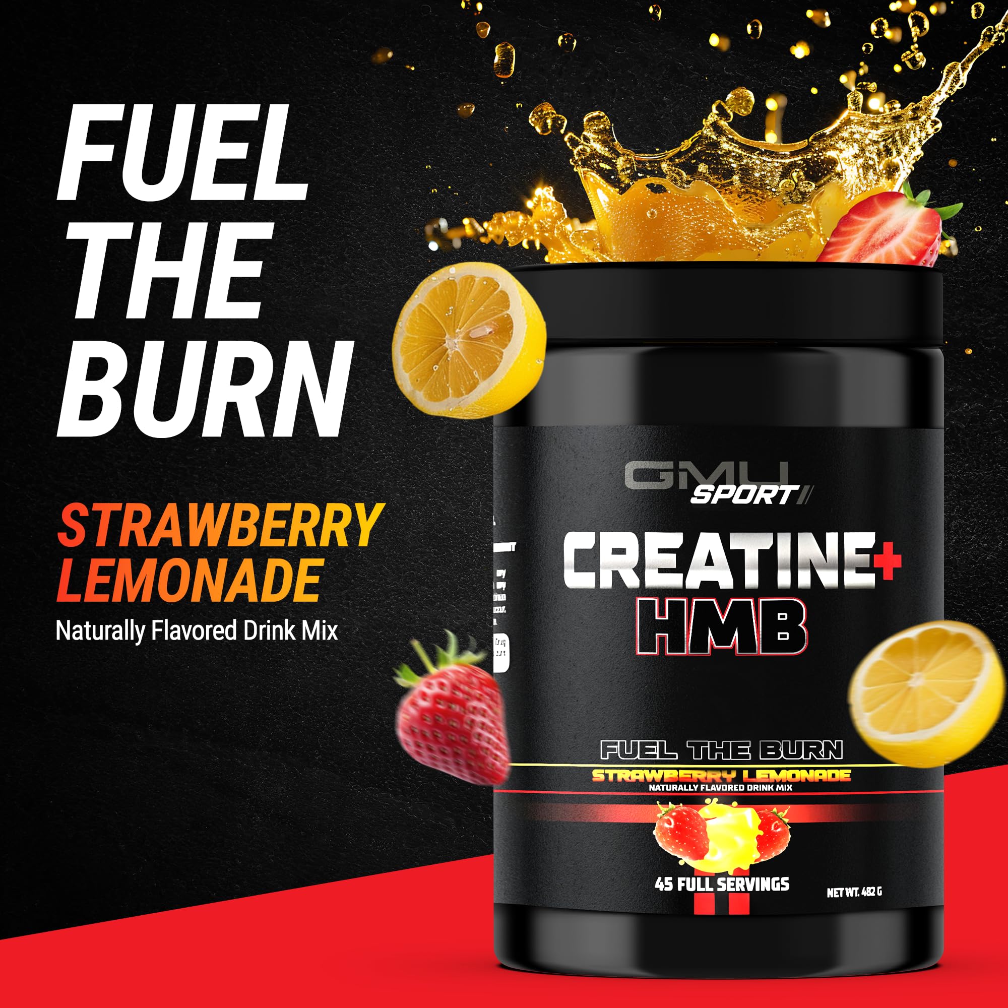 Strawberry Lemonade flavor imagery for GMU SPORT Creatine 2.0