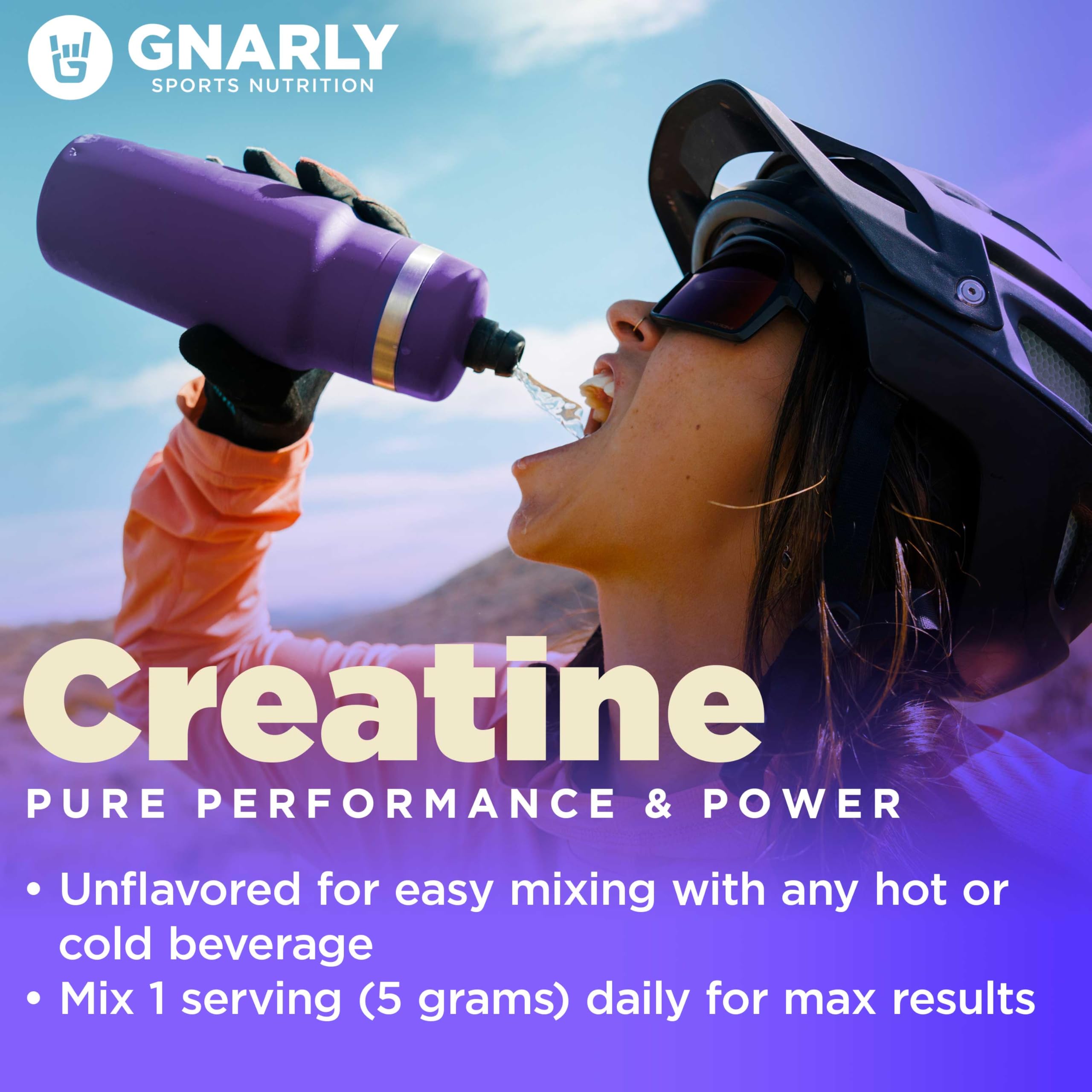Unflavored creatine powder in container