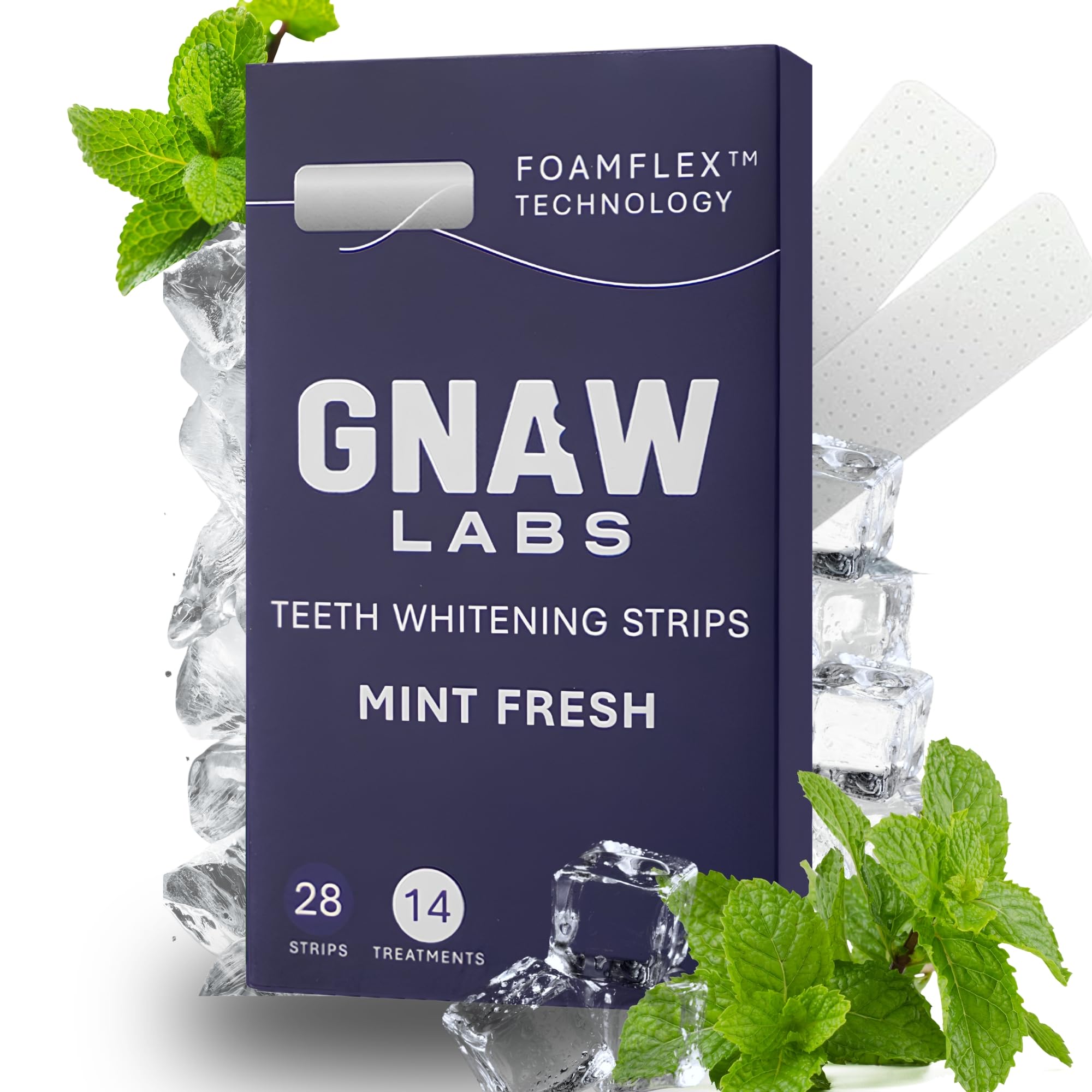 GNAW LABS mint fresh teeth whitening strips for men — hero shot