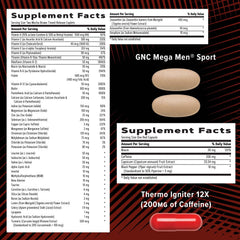 Athlete opening a bottle of GNC AMP Vitapak with workout gear nearby.