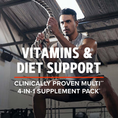 Pouring GNC AMP Vitapak tablets into a glass during morning routine.