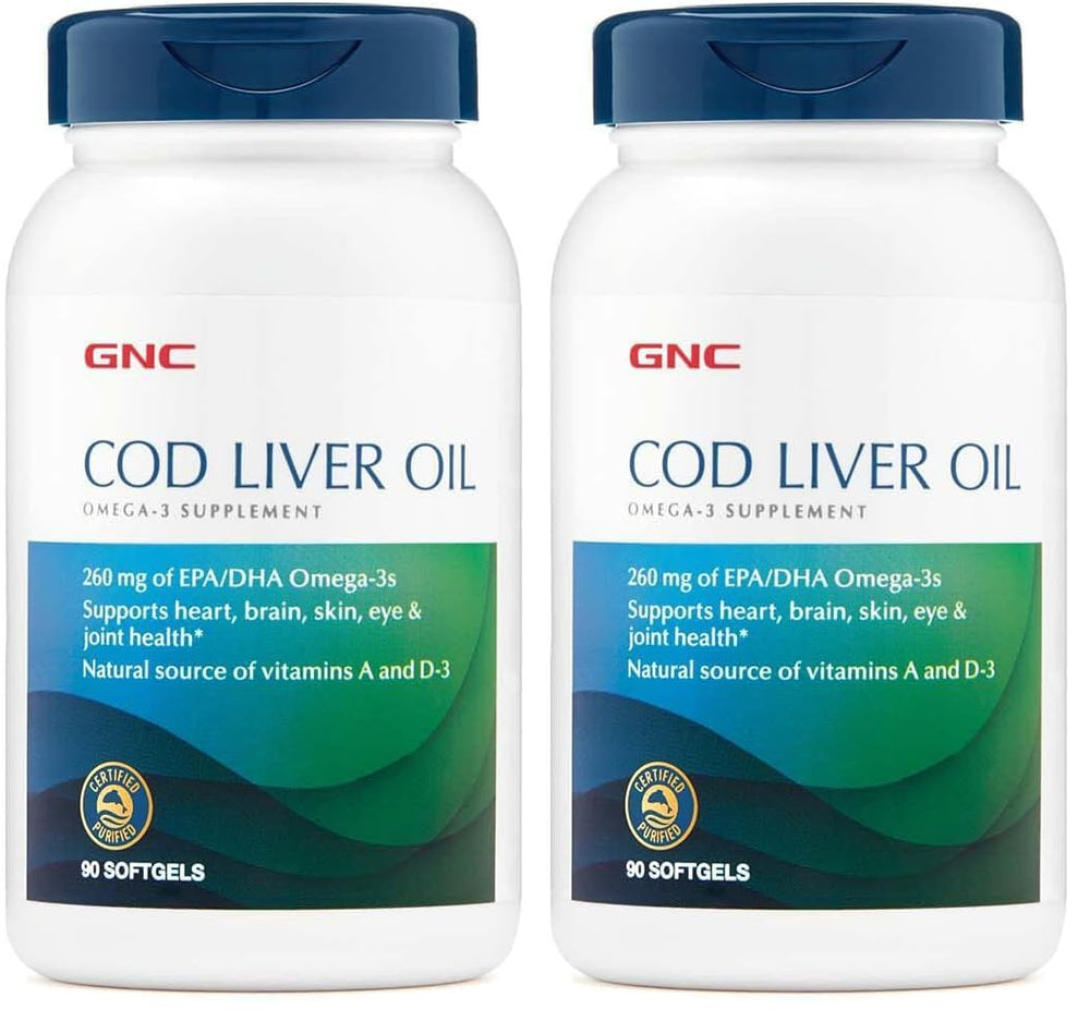 GNC Cod Liver Oil Omega-3 bottle and packaging