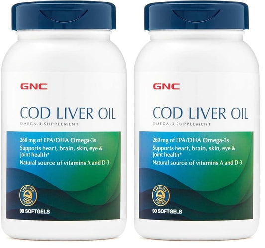 GNC Cod Liver Oil Omega-3 bottle and packaging