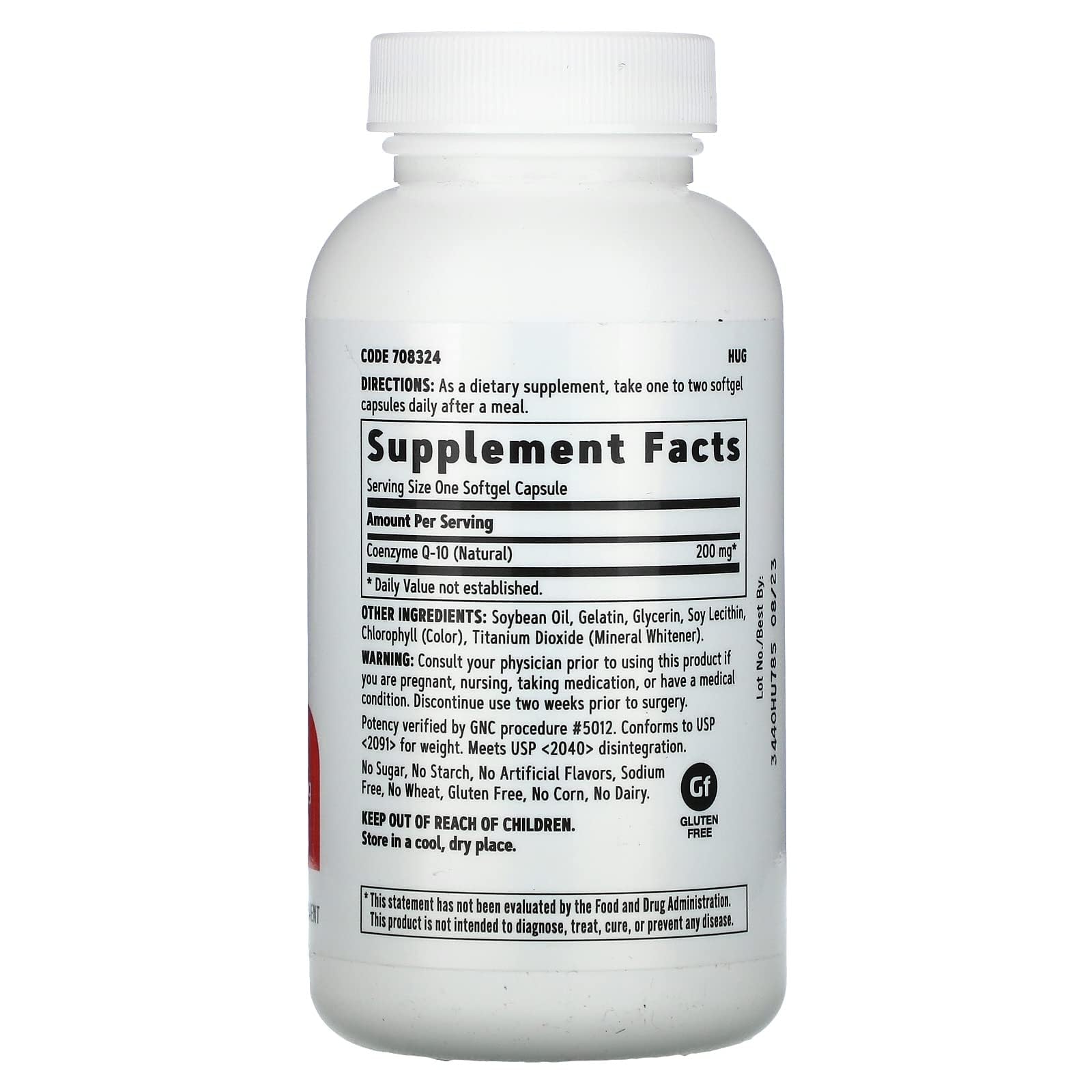 GNC CoQ10 200mg softgels in bottle, convenient daily cardiovascular wellness.