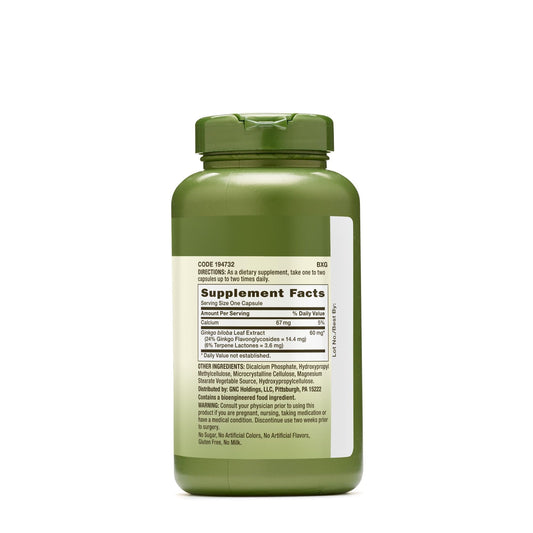 Bottle of GNC Herbal Plus Ginkgo Biloba 60mg Vegetarian 300 Servings