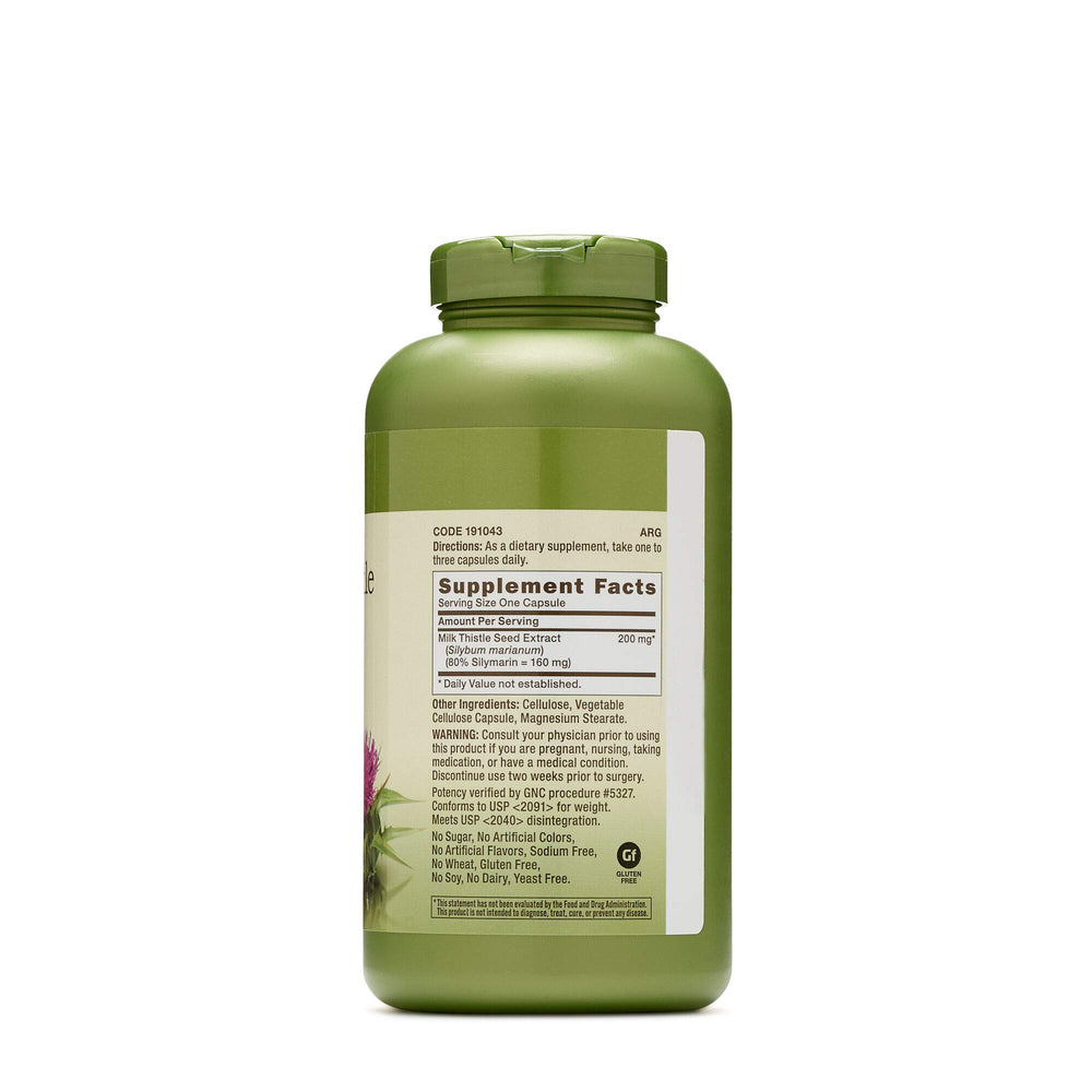 Close-up of Milk Thistle Seed Extract 1300mg claim on packaging