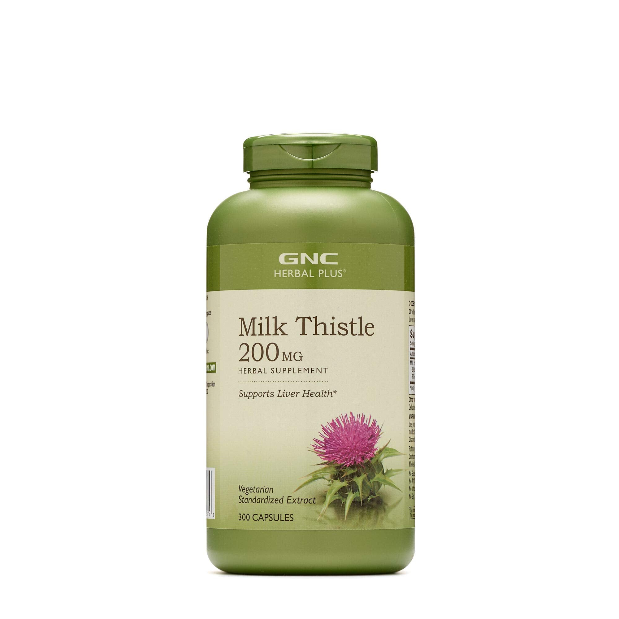GNC Herbal Plus Milk Thistle bottle front shows high potency liver support.