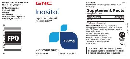 GNC Inositol 500mg Supplement bottle packaging