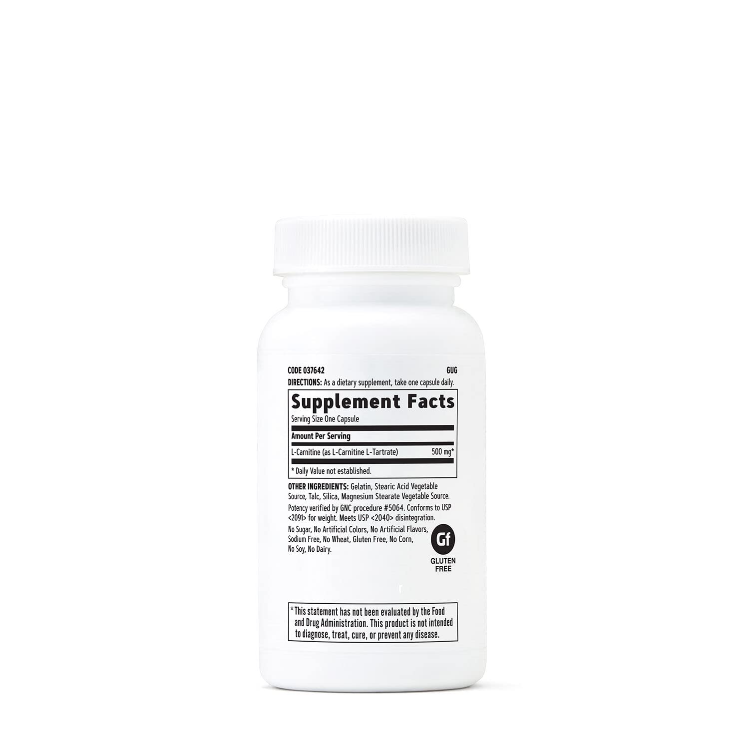 GNC L-Carnitine 500mg capsules bottle close-up
