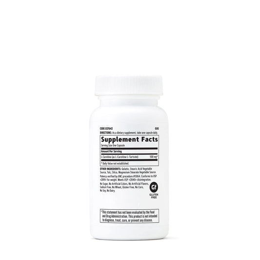 GNC L-Carnitine 500mg capsules bottle close-up