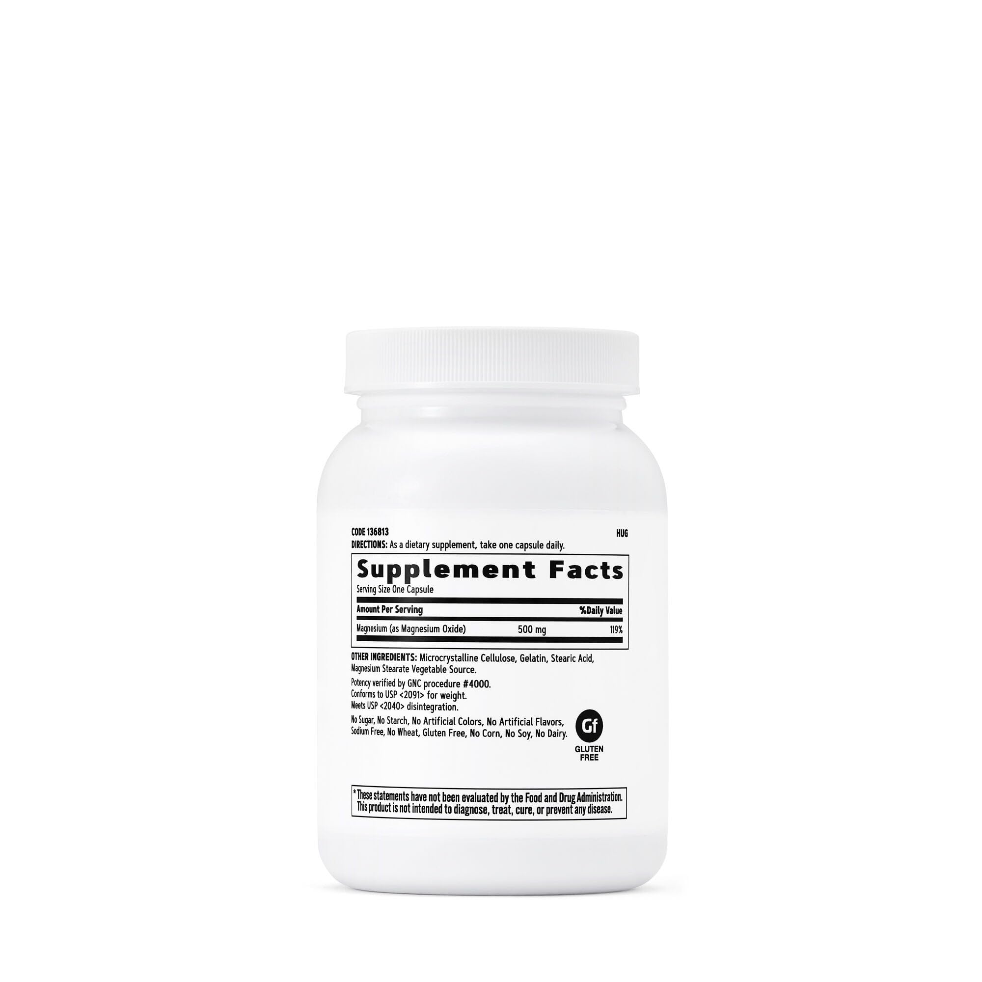 GNC Magnesium 500mg Pack of 2 – back view with supplement facts
