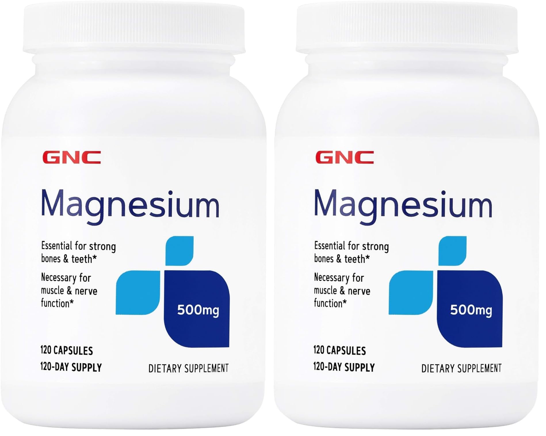 GNC Magnesium 500mg 120 capsules Pack of 2 – front view