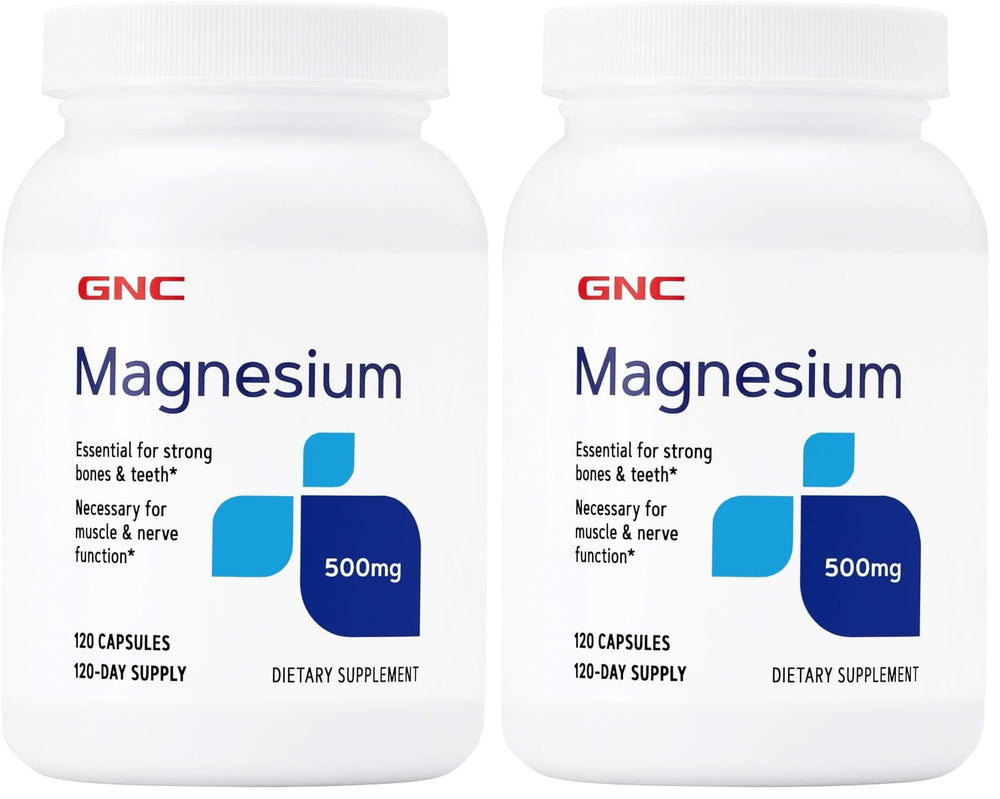 GNC Magnesium 500mg 120 capsules Pack of 2 – front view