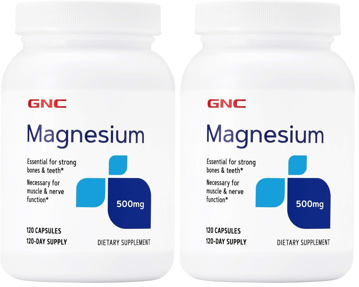 GNC Magnesium 500mg 120 capsules Pack of 2 – front view
