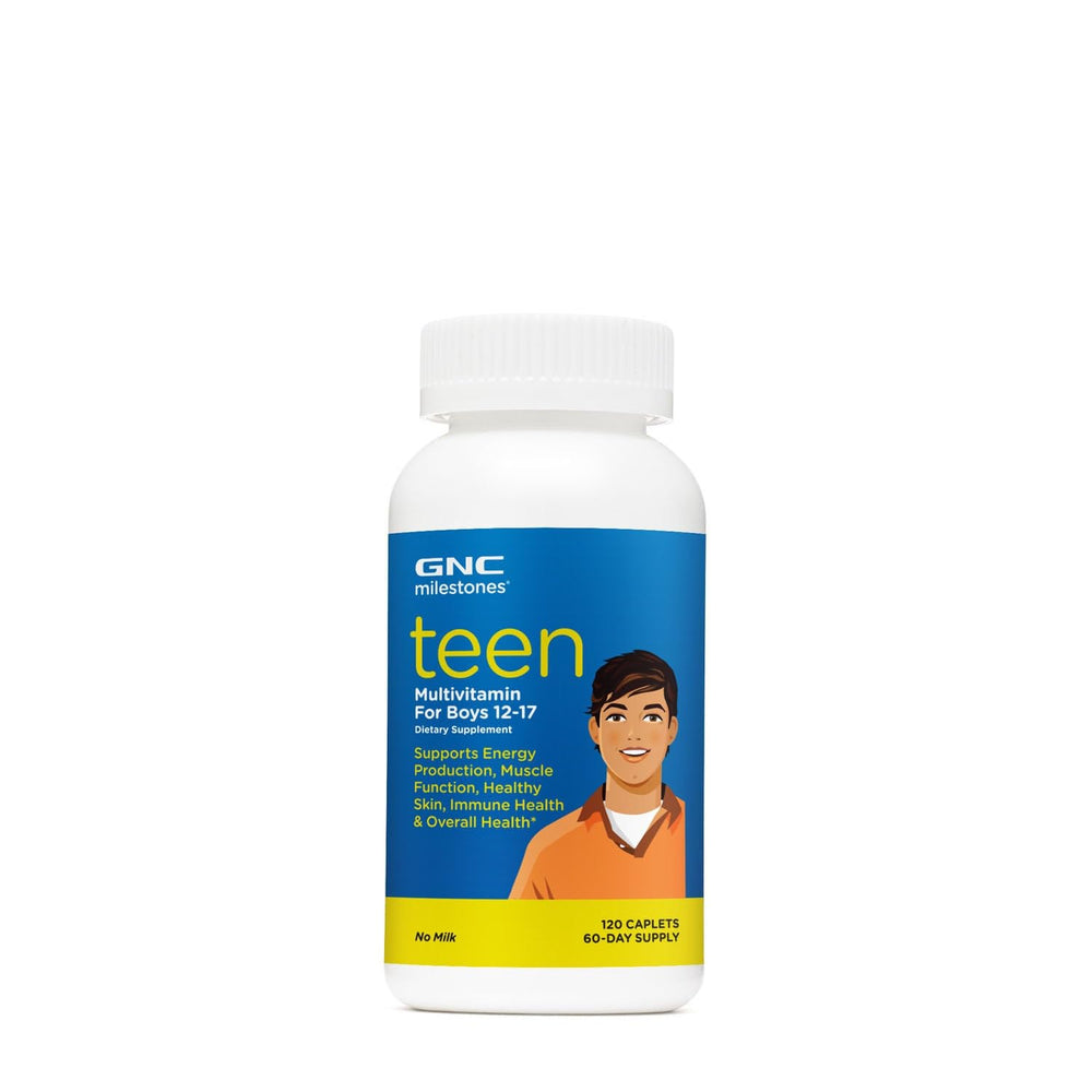GNC Milestones Teen Multivitamin for Boys 12-17 bottle with label