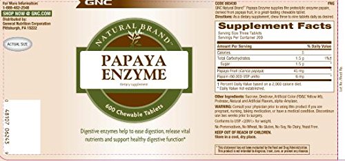 GNC Papaya Enzymes 240 Tablets - packaging