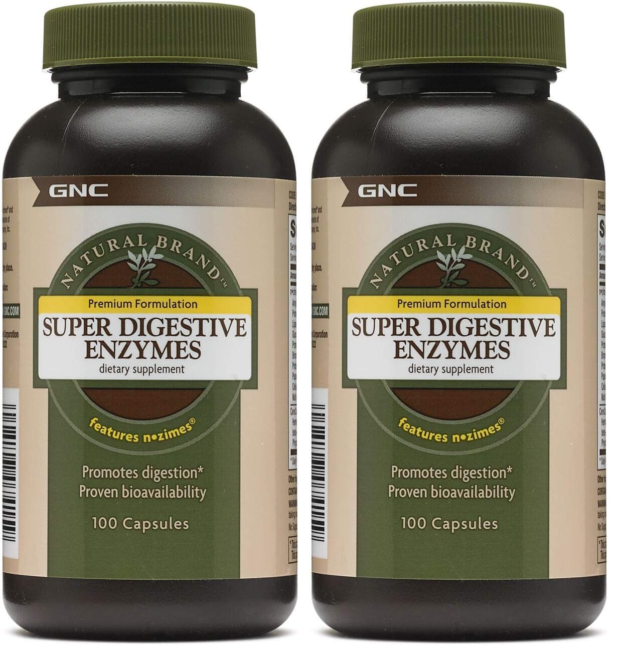 GNC Super Digestive Enzymes bottle highlighting the enzyme blend for protein, carbs, and fats.
