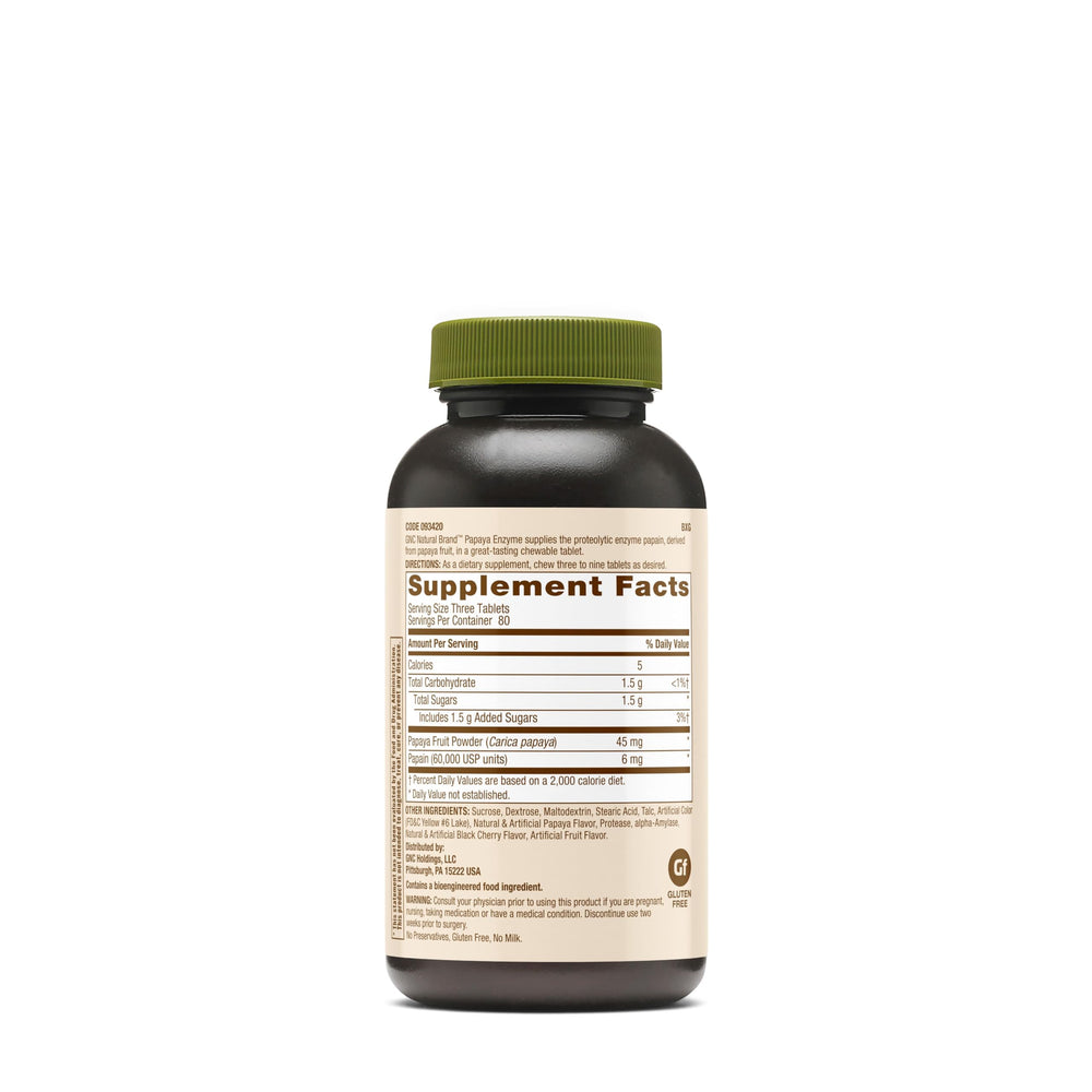 GNC Papaya Enzyme chewable tablet serving