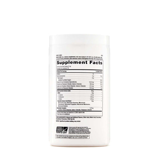 Nutrition label highlighting 5g BCAA per serving