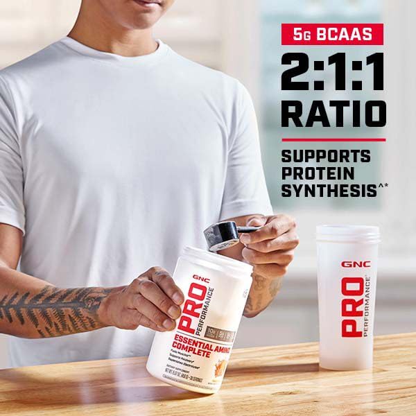 Graphic highlighting BCAA and EAA per serving on the product