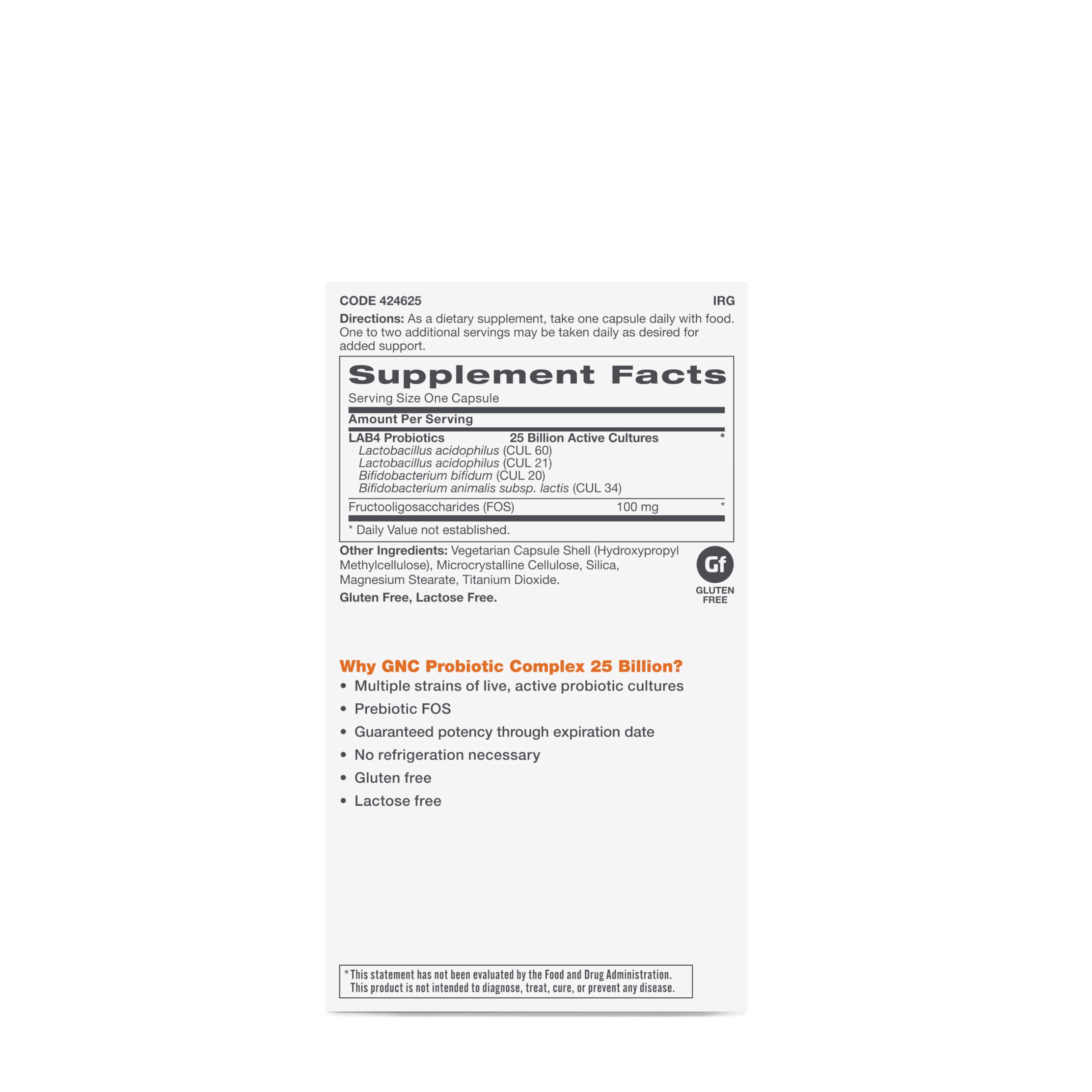 Capsules of GNC Probiotic Complex 25 Billion CFUs