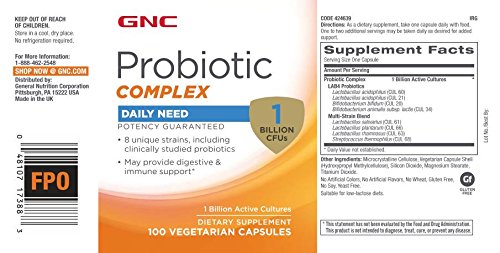 Close-up of probiotic capsules in GNC Probiotic Complex