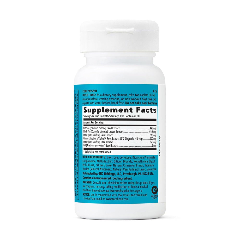 GNC Burn 60 ingredients panel