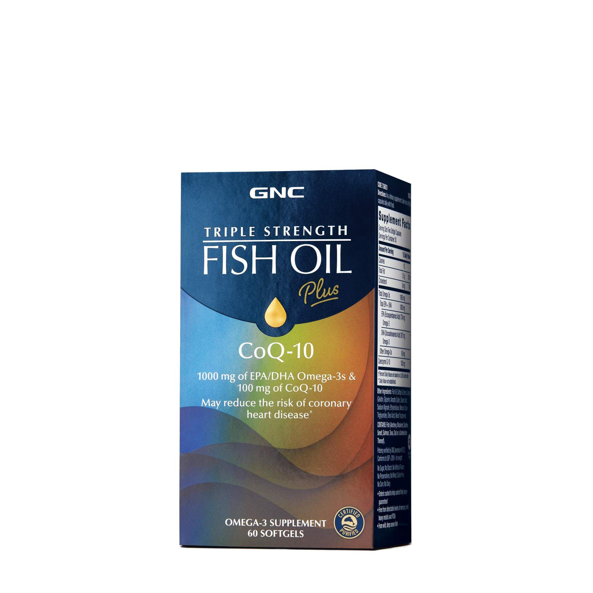 GNC Triple Strength Fish Oil Plus CoQ10 bottle