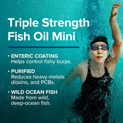 GNC Triple Strength Fish Oil Mini highlights gluten-free and sugar-free claim