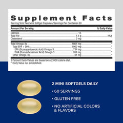 GNC label close-up shows 120 softgels and 1000mg EPA/DHA per serving