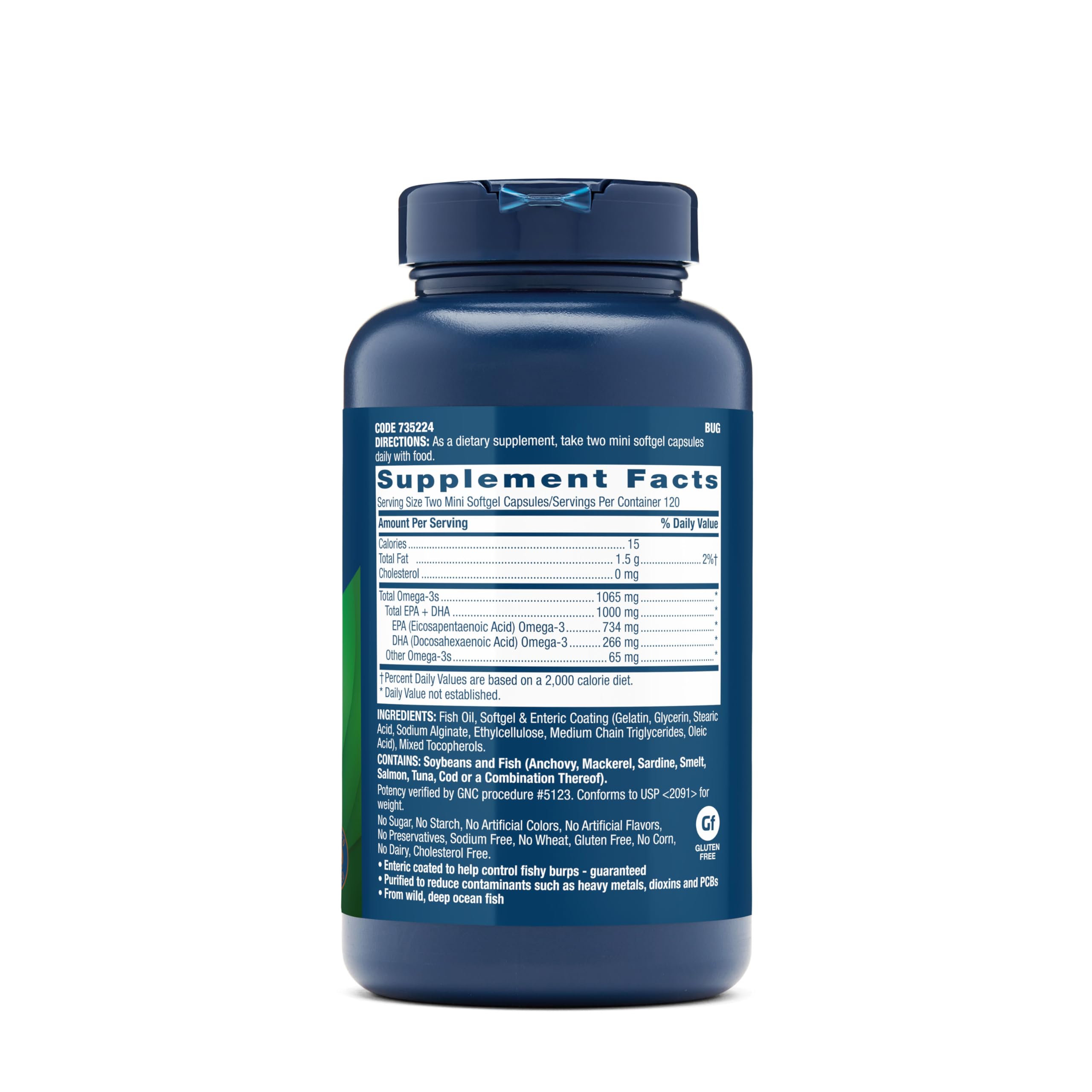 Close-up of the small fish oil softgels