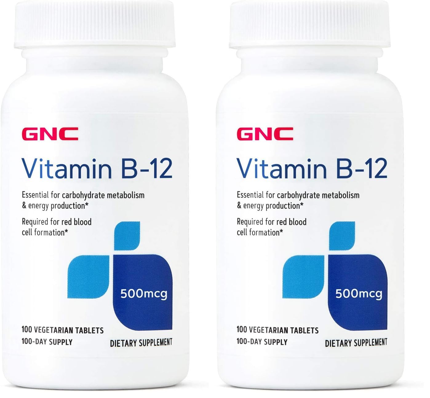 GNC Vitamin B-12 500mcg bottle with 100 tablets pack 2 – front view