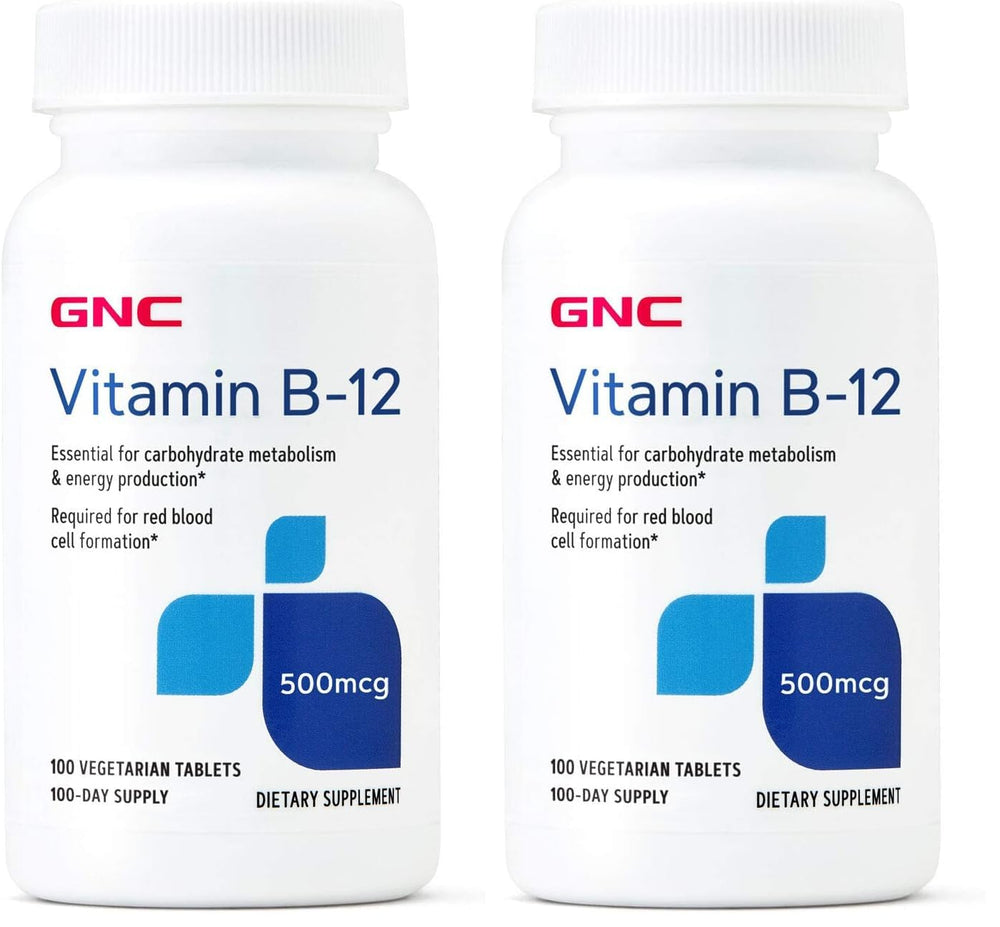 GNC Vitamin B-12 500mcg bottle with 100 tablets pack 2 – front view