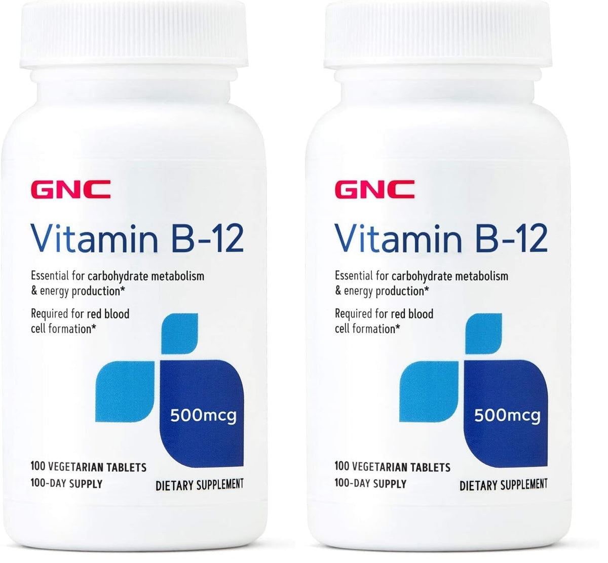 GNC Vitamin B-12 500mcg bottle with 100 tablets pack 2 – front view