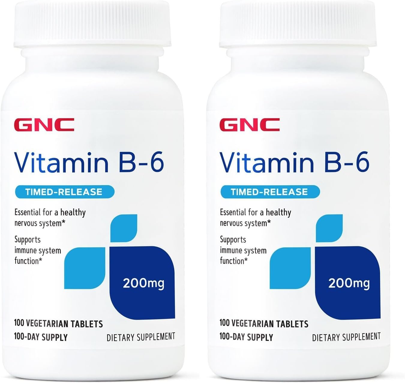 Front view of GNC Vitamin B6 200mg bottle