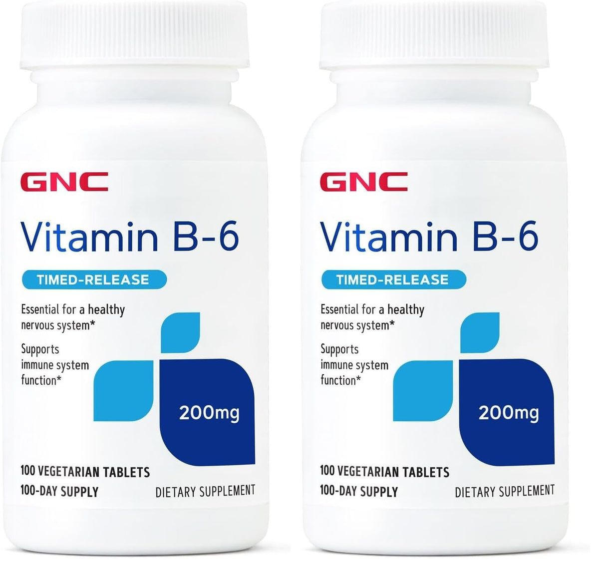 Front view of GNC Vitamin B6 200mg bottle