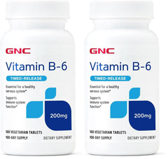 Front view of GNC Vitamin B6 200mg bottle