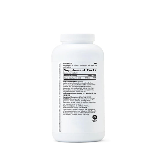 Close-up of GNC Vitamin C 1000 mg label