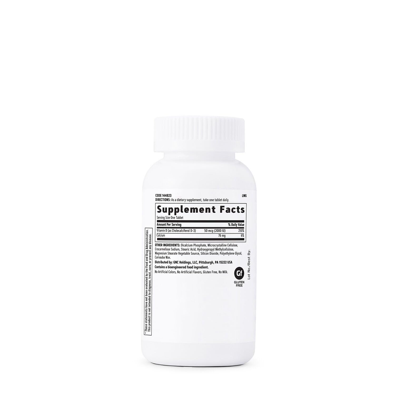 GNC Vitamin D3 50 mcg tablets beside bottle