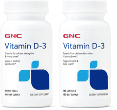GNC Vitamin D3 50 mcg softgel bottle – front view