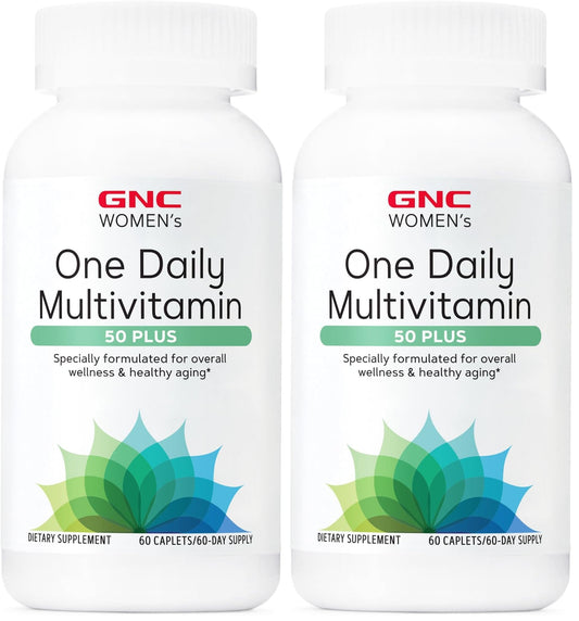 GNC Women's 50+ One Daily Multivitamin bottle with two-pack packaging