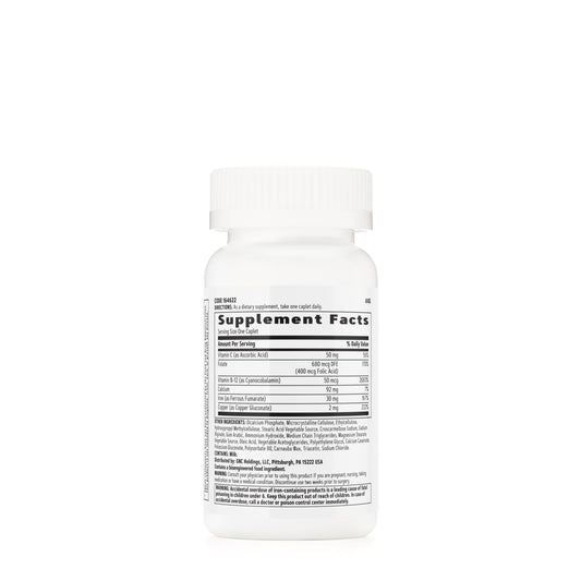 GNC Women's Iron Complete Multivitamin pack 2 back view with nutrition information